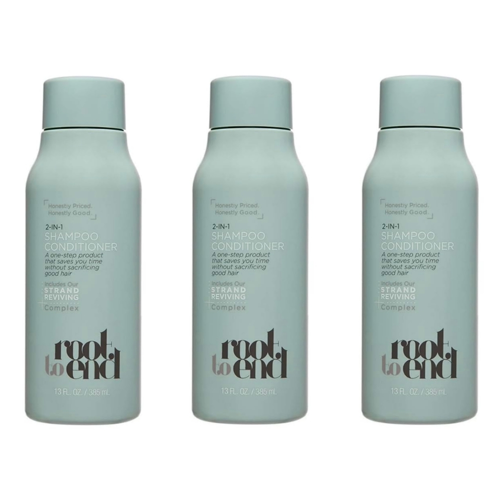 NEW Root to End 2 in 1 Shampoo Conditioner 13 fl oz 3 Pack